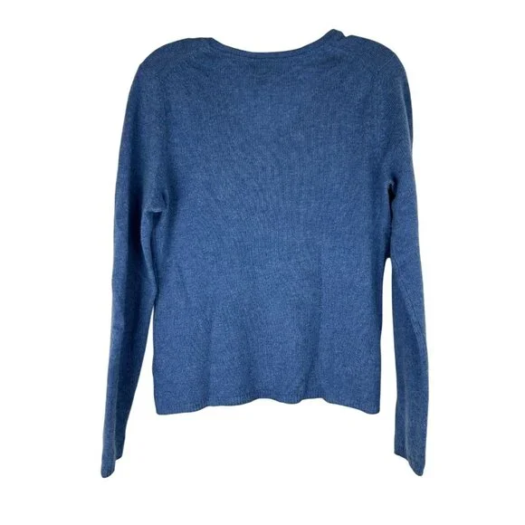Adrienne Vittadini Womens 100% 2 Ply Cashmere Sweater Blue V-Neck Long Sleeve M - Picture 2 of 10